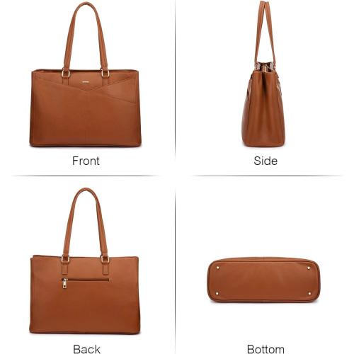 LOVEVOOK Laptop Tote Bag for Women,15.6 Inch Waterproof Computer Bags Women Business Office Work Bag Briefcase, Brown