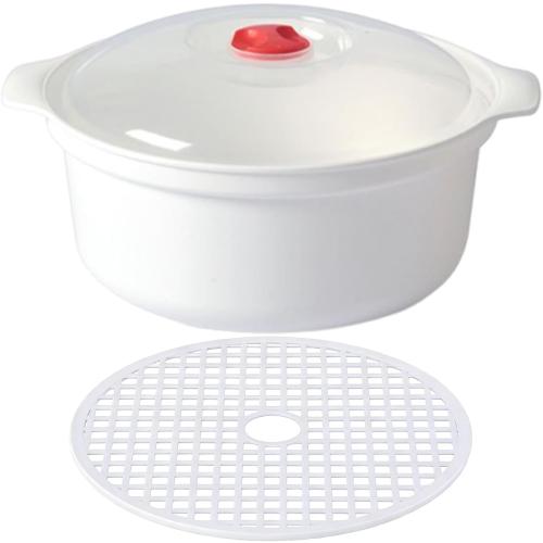 Microwave Steamer Kitchen Cooking Bowl | with Lid Anti-scalding Anti-slip Handle Microwave Steamer Bowl for Noodles, Dumplings, Bread, Vegetable Broccoli Spaghetti