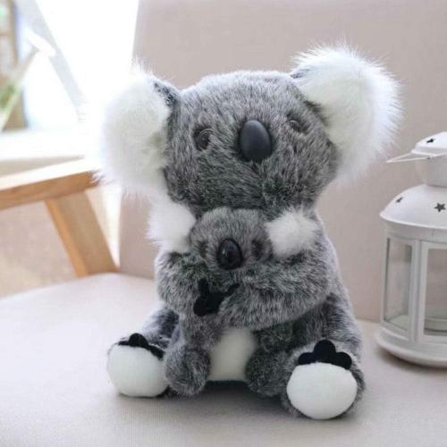 11 inch Mum and Baby Koala Plush Toy Stuffed Animal Toy Plush Animal Doll (Black)