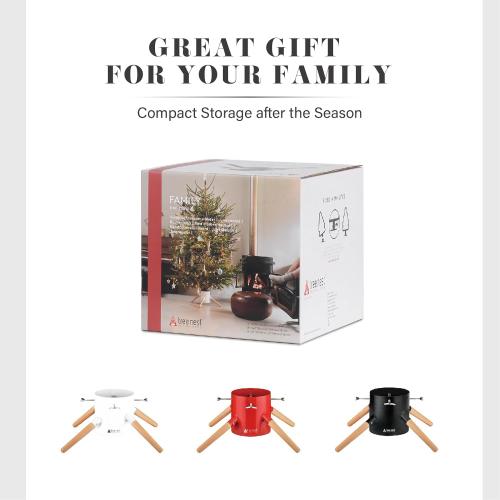 Tree Nest Christmas Tree Stand Base Xmas Modern Tree Metal Holder Stand for Real Tree Fits up to 7ft Family(Red)