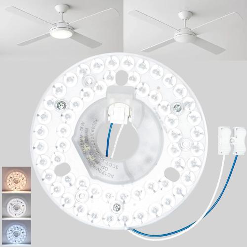4.92 Ceiling Fan LED Light Board Replacement Upgrade Retrofit Kit Bright Dimmable 120V 18W 3CCT 3000K 4000K 6000K Daylight 1800LM PCB, Magnetic Easy Install in 5min (cover or shade NOT included)