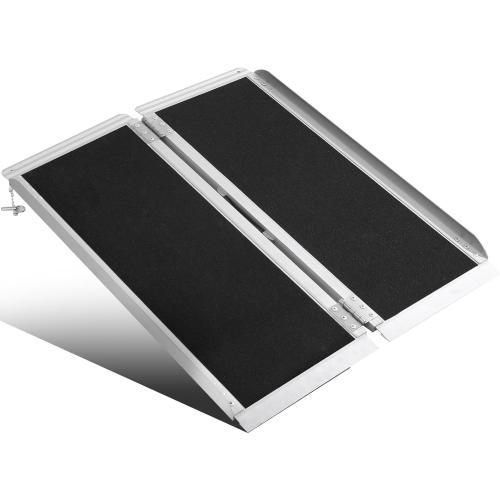 4FT Portable Wheelchair Ramp Anti-Slip Aluminum Folding Portable Ramp 800LBS Capacity Folding Non-Slip Aluminum Handicap Ramp, for Home Steps, Stairs, Doorways, Car, Curbs(4FT Using Height 3-9inch)