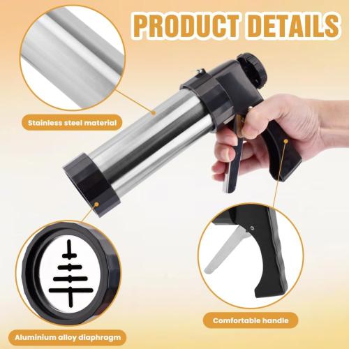 Stainless Steel Cookie Press Gun Kit with 13 Discs & 8 Tips for Baking, DIY Spritz Cookies, Biscuits & Cake Decorating Supplies