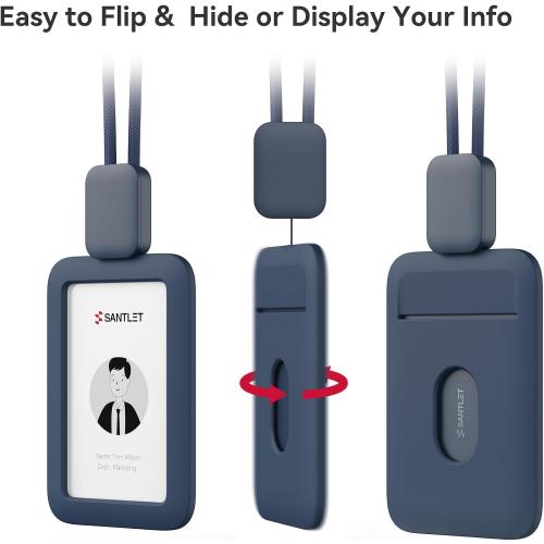 SANTLET Lanyards for ID Badges Holder, Soft Silicone, Retractable Cord