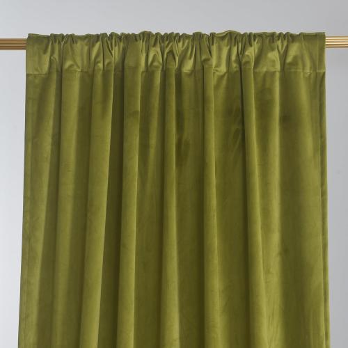 Olive Green Velvet Back Tab Curtains 108 inches Long, Block Light Thermal Insulated Window Drapes Panels for Living Room, W52 x L120, 2 Panels