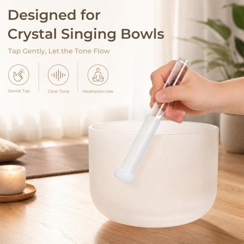 Hemoton Tibetan Singing Bowl Stick Acrylic Mallet Crystal Singing Bowl Striker for Sound Bath Meditation Chanting Therapy Smooth Grip 7.87 inch 1 X Mallet
