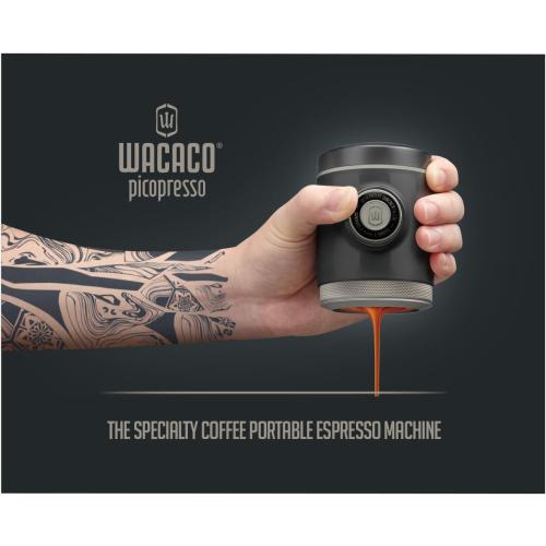 BLACK WACACO Picopresso Portable Espresso Maker Bundled with Protective Case, Pro-level Specialty Coffee Machine, Compatible Ultra-fine Grind, Manually Operated Travel Coffee Maker