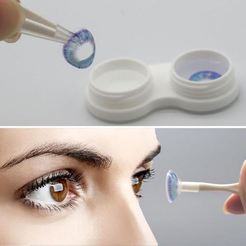 Contact Lens Case with Cleaner Washer, Portable Cute Eye Contacts Colored Lenses Applicator Remover Tool Kit with Mirror Solution Bottle Travel Size for Daily Outdoor (Square, Rose Gold)