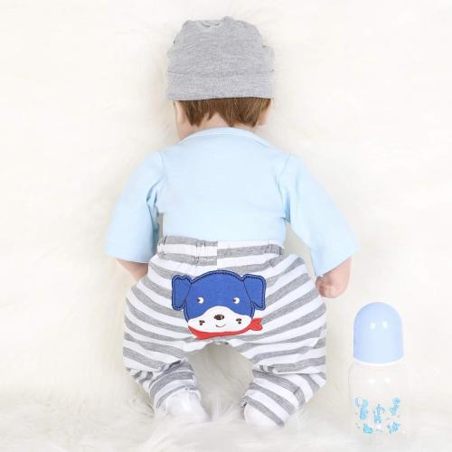 ENADOLL Reborn Baby Doll Realistic Silicone Vinyl Baby Blue Dog Boy 16 inch Weighted Soft Body Lifelike Doll Gift Set for Ages 3
