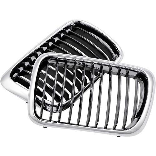 Pair of Black Front Hood Kidney Grill Grille Compatible with BMW 3 Series E36 97-99 328i 323is 318i