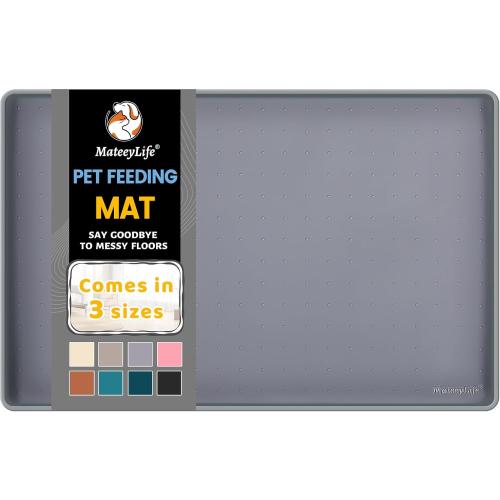 MateeyLife Silicone Cat & Dog Food Mat for Floors Waterproof, Anti-Slip Dog Bowl Mats for Food and Water, Pet Feeding Mats with Lip to Prevent Spills, Pet Placemat for Messy Drinkers to Protect Floors