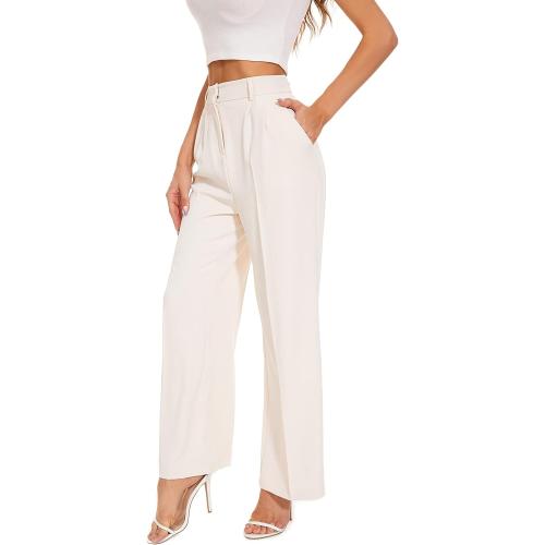 Size L FUNYYZO Wide Leg Pants Women's High Elastic Waisted in The Back Business Work Trousers Long Straight Suit Pants