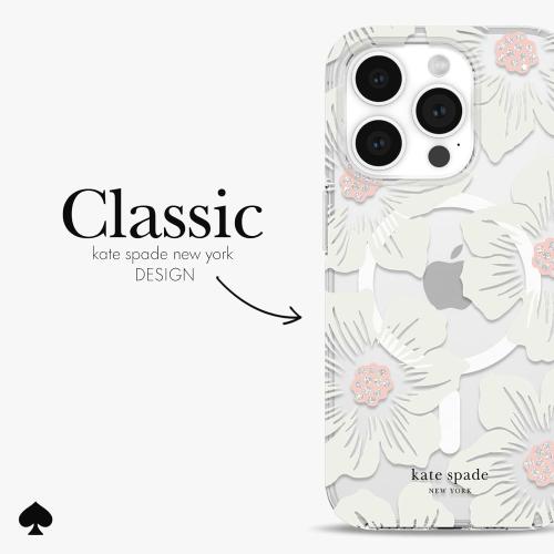 Kate Spade New York iPhone 15 Pro Case, Compatible with MagSafe - Hollyhock Cream