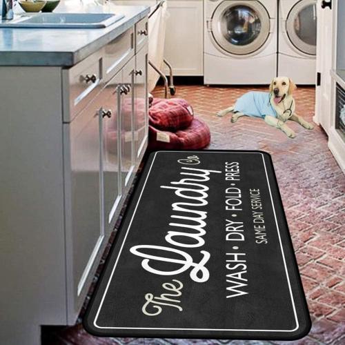 Laundry Room Long Mat Area Rug Non-Slip Floor Mat Waterproof Farmhouse Carpet for Kitchen 40 x 20(Black-3)