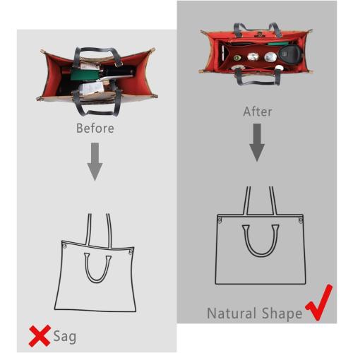 ZTUJO Purse Organizer Insert For Handbags, Silky Touching Bag Organizer Insert With Bottle Holder, Perfect for Speedy, Neverfull, Tote,ONTHEGO,Artsy,Handbag and More (Medium, Silky Red)