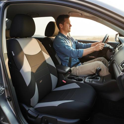 Champlus Car Seat Covers, Durable Breathable Mesh 2 Front Seat Covers, Universal Fit Automotive Sedan Cars, SUVs, Trucks, Mini Vans, Airbag Compatible, Easy to Install