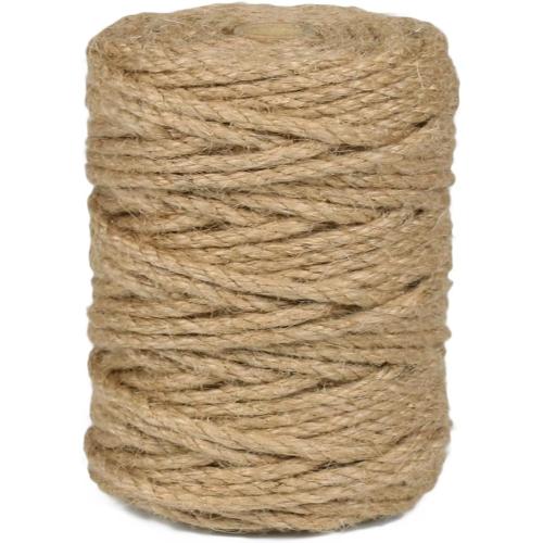 Jute Rope 5MM x 150FT 6Ply Twisted Rope for Crafts Projects Cat Scratcher Scratching Post Tree Gift Wrapping Home Decoration Packing Christmas Twine Bulk (Brown 5mm* 150ft)