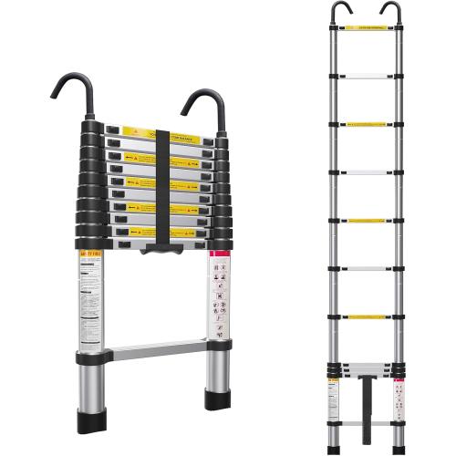 ZenAscend 10.5ft Telescoping Ladder, Multi-Purpose Collapsible Ladder with Hook, Aluminum Extension Ladders for Home, Folding Telescoping Ladder for RV, Attic, Daily Use at Home, 330 lbs…