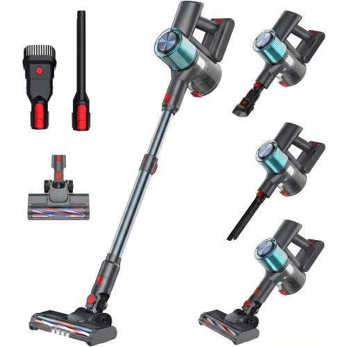 Cordless Vacuum Cleaner, Stick Vacuum for Pet Hair & Hardwood Floor, Self-Standing Rechargeable Vacuum with Smart LED Display, Lightweight Battery Powered Vacuum for Home, Dorm, & Dog Hair