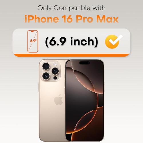 TOCOL for iPhone 16 Pro Max Screen Protector, 9H Hardness Military Grade Shatterproof HD Tempered Glass Full Coverage Easy Installation Case Friendly 2 Pack