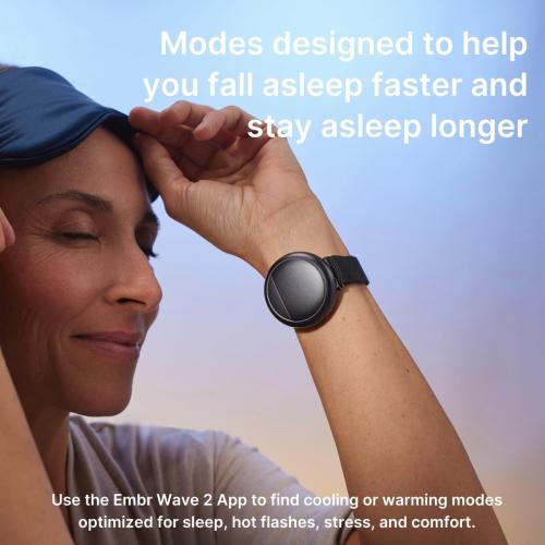 Embr Wave Cooling Bracelet - Warming Bracelet - Personalized Thermal Relief - Manage Hot Flashes, Night Sweats, Sleep, Tension - Clinically Proven - Rechargeable - Black