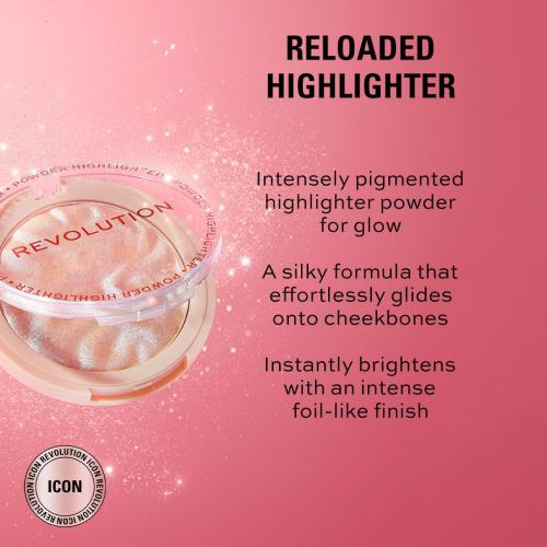 Revolution, Reloaded Pressed Powder Highlighter, Intensely Pigmented for a High Impact Dewy Finish, Raise The Bar, 0.22 Oz