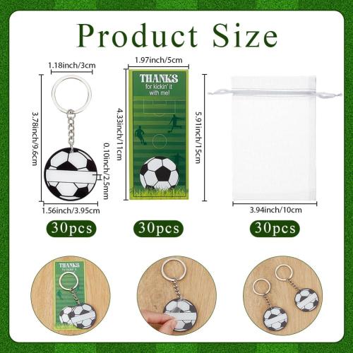 SUNNYCLUE 30 Sets Soccer Keychain Bulk Sports Keychain Party Favors with 30Pcs Thank You Cards 30Pcs Gift Bags Sports Key Chain Acrylic Soccer Ball Key Chains for Wedding Birthday Party Souvenirs