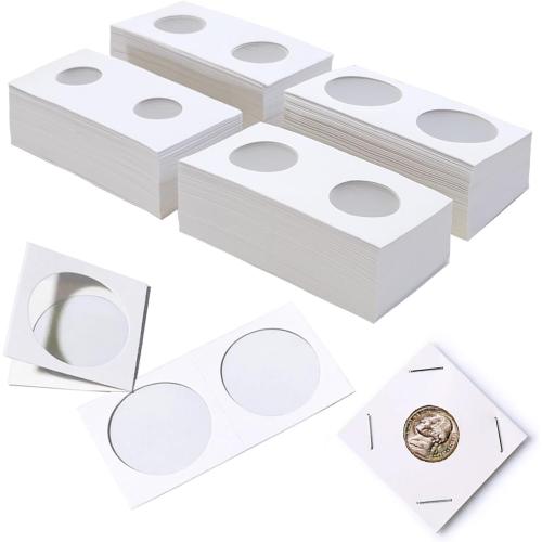 4 Pack 200pcs Cardboard Coin Holders Flip 2 x 2 Coin Flips for Coin Collection in 4 Sizes, Currency Holders for Coin Collection Supplies