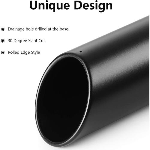 A-KARCK Exhaust Tip 2.5 Inch Inlet, 2.5 Inlet 4 Outlet 12 Long Black Coated Finish Muffler Tip For Truck Tailpipe, Stainless Steel Rolled Edge