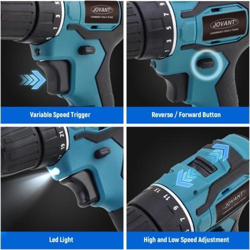 (Missing drill bit) 2-in-1 Cordless Telescoping Pole Drill, 20V Max Power Drill Cleaning Tool with 2 Batteries & 2.0A Charger, 5.3-15FT 180° Adjustable Extension Pole, Comes with 7 Pieces Drill Brush Attachments