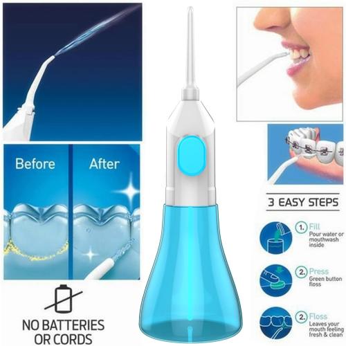 Water flossers for Teeth,Water flosser Portable for Braces,Manual Water flosser Cordless,Dental Floss for Bridges,Teeth Cleaning kit (3 Heads)