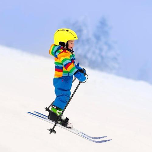 Odoland Kid's Beginner Snow Skis and Poles with Bindings, Low-Resistant Ski Boards for Age 4 and Under, Lightweight Sturdy and Safe Kids Skiing Equipment