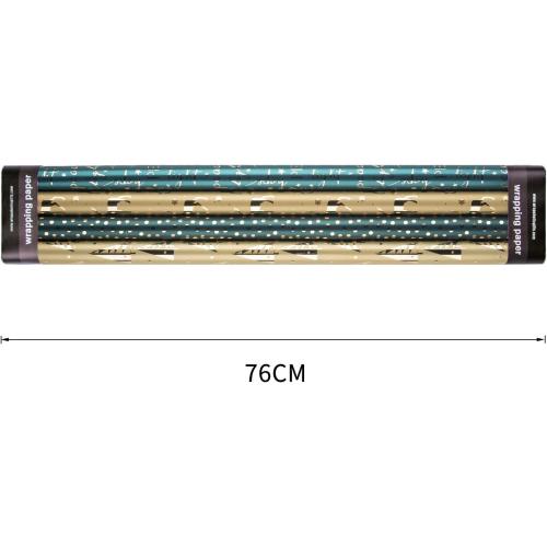 WRAPAHOLIC 30 Inch Green Christmas Wrapping Paper Roll - Jumbo Roll Green and Gold Holiday Design with Metallic Foil Shine - 4 Rolls - 30 Inch x 120 Inch Per Roll