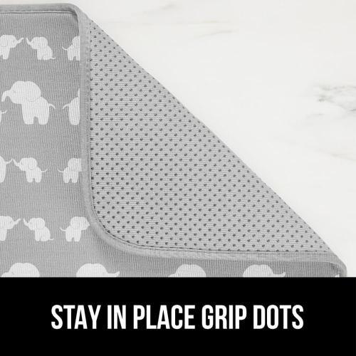 GORILLA GRIP Ultra Water Absorbent Microfiber Dish Drying Mat, 18x24, Quick Dry Thick Mesh, Slip Resistant Pad for Sink Dishes or Under Rack, Kitchen Counter Accessories, Machine Wash Mats, Elephants