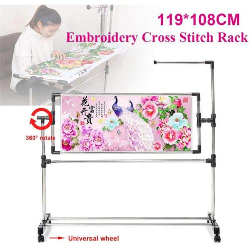 Size Large Needlework Floor Frame, Adjustable Cross Stitch Craft Stand, Standing Embroidery Lap Table, for Art Craft Sewing Holder