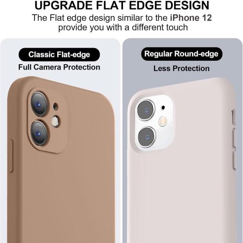 Vooii Compatible with iPhone 11 Case, Upgraded Liquid Silicone with [Flat Edges] [Camera Protection] [Soft Anti-Scratch Microfiber Lining] Phone Case for iPhone 11 6.1 inch - Light Brown