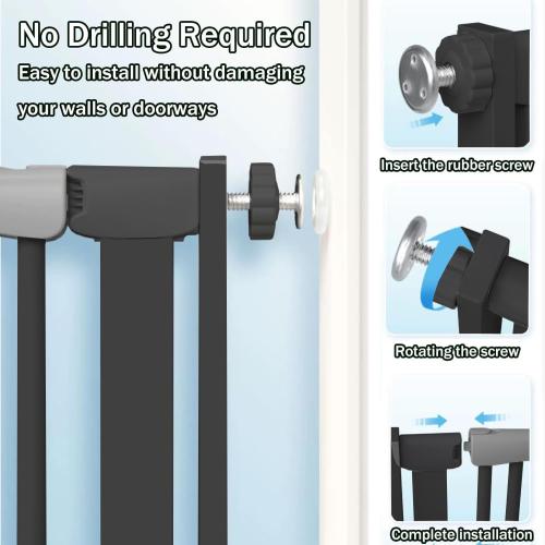 51.18 Inch Extra Tall Pet Gate, 29.5-43 Adjustable Wide Auto Close Dog Gates, Pressure Mounted Walk Through Tall Cat Gate for Doorways,Hallway,Stairs（Black）