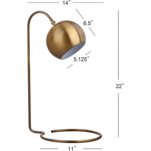 Safavieh Lighting Collection Bartolo Brass Gold 22-inch Bedroom Living Room Home Office Desk Dorm Study Nightstand Task Table Lamp (LED Bulb Included)