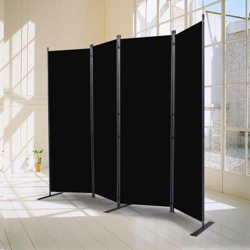 Room Divider, 4 Panel Folding Privacy Screens with Wider Feet, Black | 88 W X 71 H Room Divider Panel, Stable Frame Structure, Flexible Space Separator, Portable wall divider for Room Partition