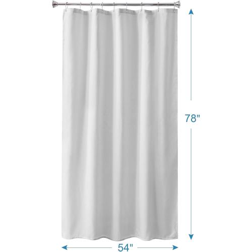 Amazer Long Stall Shower Curtain Liner Washable, 54 x 78 Inches, Fabric Shower Liner with 2 Bottom Stones, Waterproof RV Shower Curtain Liner, 9 Grommet Holes, Hotel Quality, White