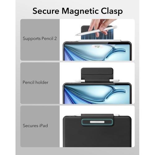 ESR iPad Air 11 inch Case with Keyboard (M3/M2, 2025/2024), iPad Pro 11 (4th/3rd/2nd/1st Gen) & Air 5/4th Magic keyboard Case, Easy-Set Floating Cantilever Stand, Precision Multi-Touch Trackpad, Black