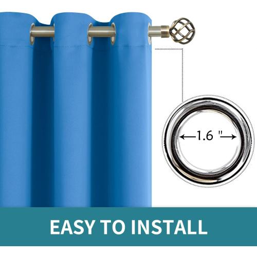 BGment Classic Blue Blackout Curtains for Bedroom 72 Inch Long - 2 Panels