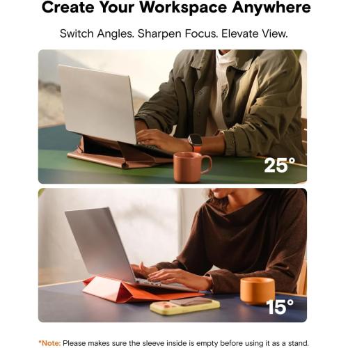 MOFT Laptop Carry Sleeve, 2-in-1 Laptop Bag & Stand for 14 MacBook Air/Pro & Dell/HP/Lenovo/Asus, Stylish Slim Computer Sleeve Bag with Expandable Storage for Computer Accessories, Deep Blue