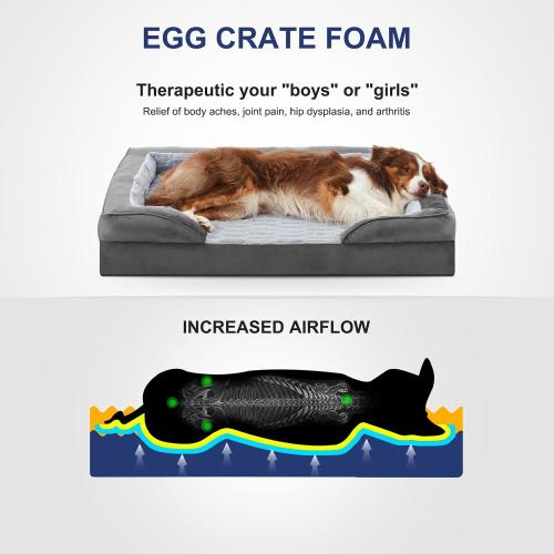 Little clean FURTIME Orthopedic Dog Beds Large Sized Dog, XL Washable Dog Sofa Bed for Large Dogs, Comfy Supportive Egg-Crate Foam Pet Couch Bed with Removable Cover, Waterproof Lining and Nonskid Bottom