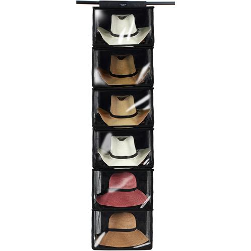 Size XL TreeHouse London Cowboy Hat Rack Storage with Dust Cover - XL 6 Shelf Hanging Hat Organizer for Men and Womens Closets - Hanging Closet Cowboy Cap Hat Holder for Wide Brimmed Hats & Clothes