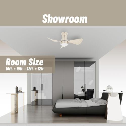 30 Inch Flush Mount Ceiling Fan with Light - Small Ceiling Fan with Light for Bedroom/Kids Room/Small Room - Low Profile Design - Indoor/Outdoor Use - 3 Blades Gray