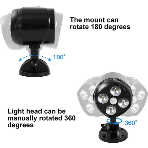 Outdoor Motion Sensor Light Battery Operated, IP65 Waterproof Ultra Bright Motion Sensor Outdoor Lights Head Adjustable with 8W 600 Lumen 6000K 4LEDs for Garage Yard Porch and Patio (1 Pack)