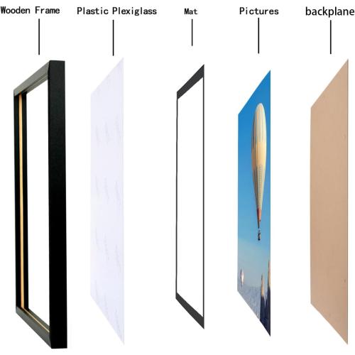 LTYHHK 17x22 Picture Frames Solid Wood with Black Mat, Displays Pictures 15x20 with Mat and 17x22without Mat, 15x20 Poster Frame for Wall 17x22 Photo Frames Family Black (L22B1722B1520)