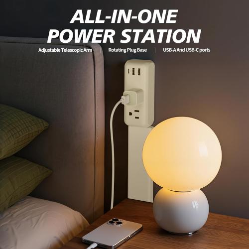 Electrical Outlet Extender Stick,Rotated and Extended Power Strip,with 1 USB-C,2 USB-A,2 AC Outlets,Extends 22-34, Rotated 180°,Perfect for Hard-to-Reach Outlets Behind Couch,Sofa, Bed, Furniture
