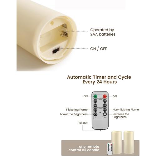 Large Outdoor Waterproof Flameless Candles with Remote Control,D3'' x H5.5'' Battery Operated Flickering LED Pillar Candle Plastic for Outdoor/Indoor Decoration Wedding, Party, Birthday (2PACK)